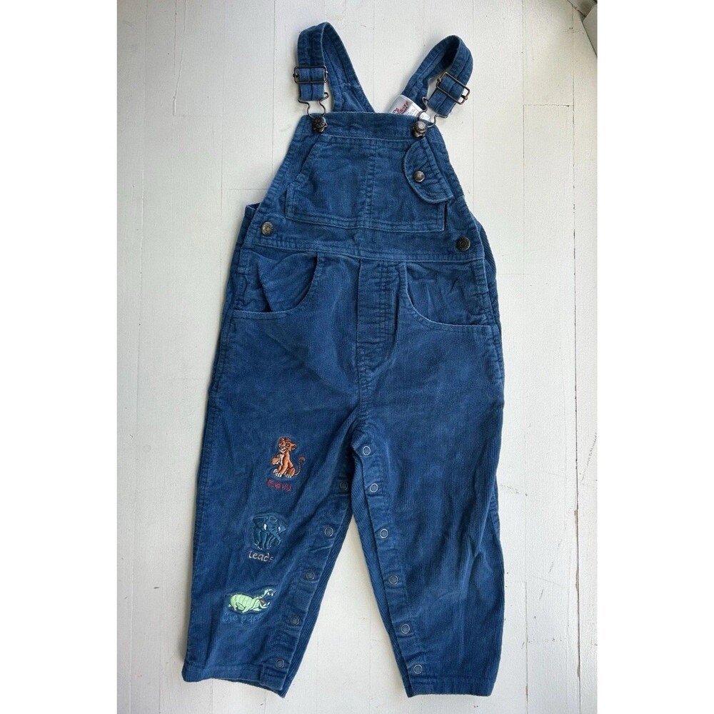 VTG Y2K Disney The Lion King Simba's Pride KOVU Blue Corduroy Overalls Baby 24M
